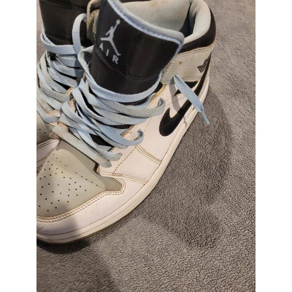 Nike Air Jordan 1 Mid SE Ice Blue White Black Sneakers Shoes Men's Size 8.5